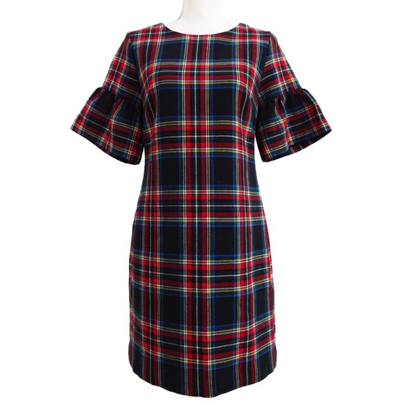 Vineyard Vines Jolly Tartan Plaid Greenwich Flutter Sleeve Dress - Picture 2 of 8